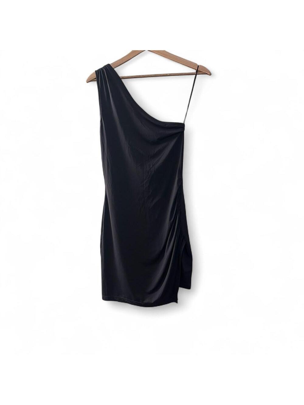 Princess Polly Charcoal Grey One Shoulder Ruched Mini Dress S